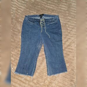 Women's Blue and Navy Cropped Jeans